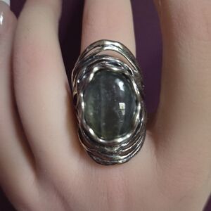 Or Paz Silver and Black Statement Ring